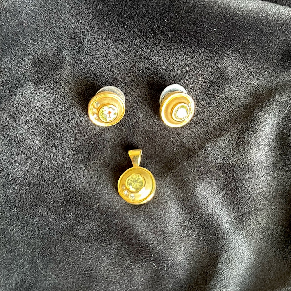 Gold and Silver Crystal Stud Earrings with pendant